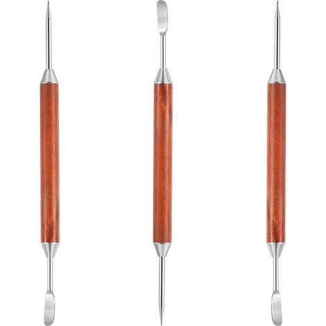 Juego de 3 bolígrafos para café latte de acero inoxidable de doble punta con mangos de madera, herramientas para café latte, accesorios de barista, herramienta de café para el hogar, cafetería, bar (1/5)