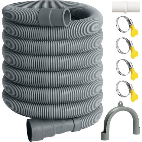 Tuyau de vidange universel pour machine à laver, 2 m, avec support, raccord de tuyau et collier de serrage (1/5)