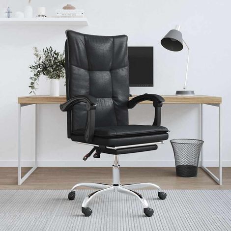 vidaXL Silla de oficina reclinable cuero sintético negro (1/5)