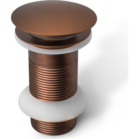 Ablaufgarnitur ohne Schlitz – 1 Stück – Gebürstete Bronze – Klick-Klack-Mechanismus – Für Waschbecken ohne Überlauf – Höhe 100 mm (1/5)