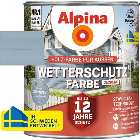 Alpina Wetterschutzfarbe 2,5 L silbergrau Wetterschutzfarbe (1/5)