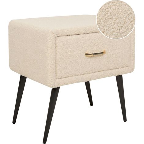 Nachttisch mit 1 Schublade FLAYAT Bouclé Beige