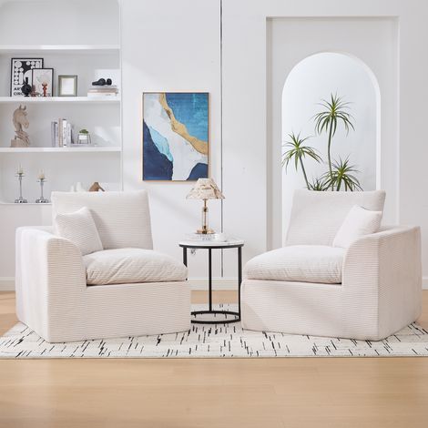 Divano 2 Posti 204x102,5x84 cm, Seduta Confortevole e Resistente, Struttura Solida, Velluto a Coste Beige per Soggiorno (1/5)