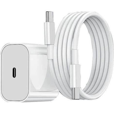 Chargeur pour iPhone 15/iPhone 16/iPhone 17 + câble de données de 2 mètres, chargeur rapide, USB-C vers USB-C