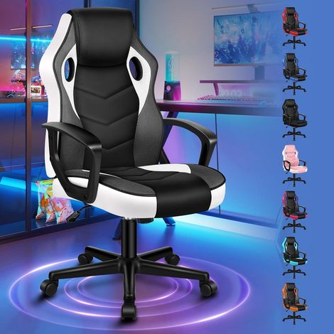 Gaming Stuhl Rennstuhl PC Rückenlehne PU Mega - Wei&xDF Serie Mega (1/5)