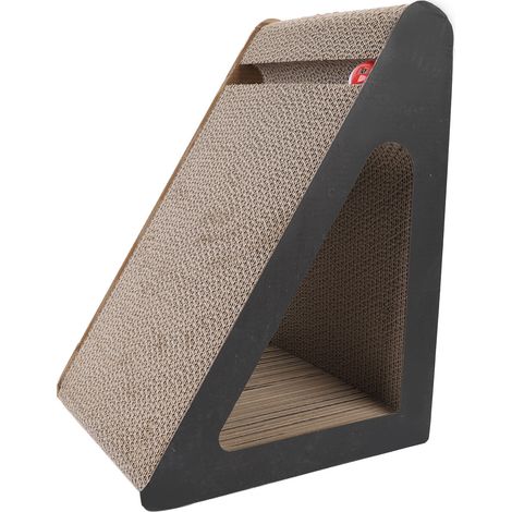 Griffoir triangulaire vertical en carton ondulé pour chat, idéal pour faire ses griffes. (1/5)