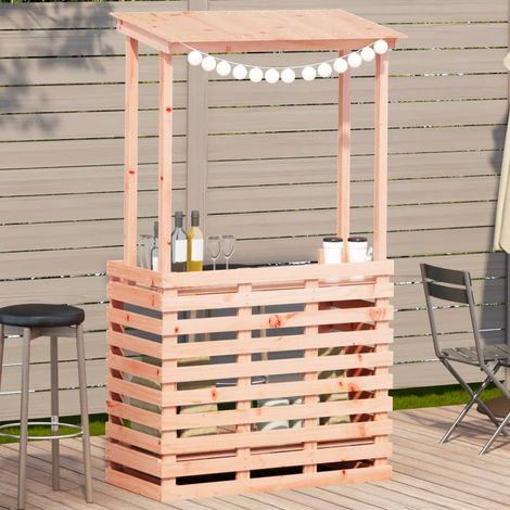 vidaXL Tavolo Bar da Esterno con Tetto 112,5x57x195,5cm Legno Massello