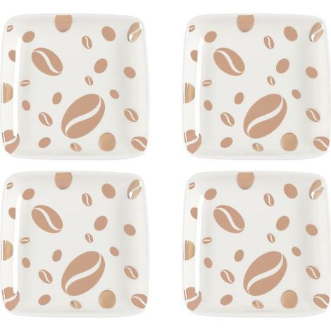 Lot de 4 Coupes Grain de Café en Porcelaine Dorée pour Apéritif et Dessert 12 x 12 x 2 cm - PANGIVO (1/4)