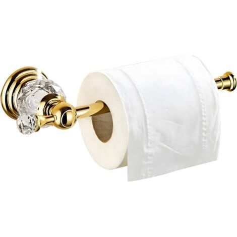 Porte-papier toilette en cristal doré, accessoire de salle de bain moderne, acier inoxydable, fixation murale. (1/5)