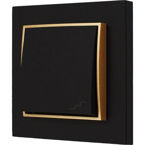 Interruptor de escalera con marco Karlik mini, negro mate/dorado (1/5)