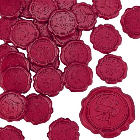 CRASPIRE 25pcs Adhesive Wax Seal Stickers, Rose Sealing Wax Stamp Stickers for Sealing Cards Envelopes Gift Wrapping Scrapbooking (1/5)