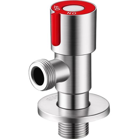 Stainless Steel Tap Valve, Water Connection, Toilet Angle Valve, Wall Fitting for Bathroom, Hot and Cold Pipe Water Stop Valve, G1/2 (Red) (1/5)