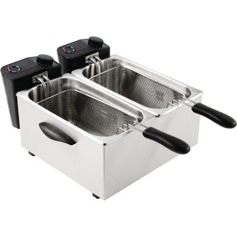 Friteuse de comptoir double peu intensive 2x 3,5L - 415 x 429 x 240 mm - CATERLITE (1/5)