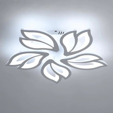 Plafonnier LED pour salon 65W – 6450 lumens – Abat-jour acrylique moderne – Design pétales – 6500K (1/5)
