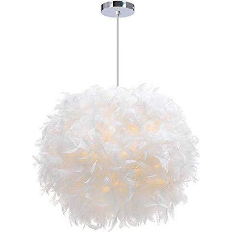 30 cm Pendelleuchte, weißer Feder-Kronleuchter, Hängeleuchte fürs Schlafzimmer (1/5)