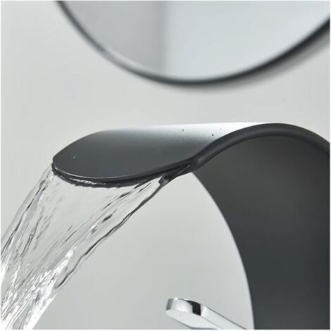 NALOOKAMIC Robinet cuisine cascade noir - laiton chromé , mitigeur eau chaude/froide haut de gamme