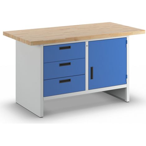 eurokraft basic, Établi à côtés fermés, 3 tiroirs, 1 porte, (1/5)