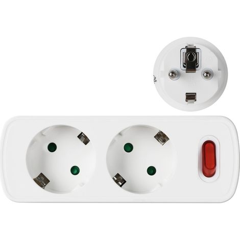 Multiprise électrique européenne à 2 prises, adaptateur secteur standard européen, rallonge avec fiche 2 broches, convertisseur de courant pour usage domestique (1/5)