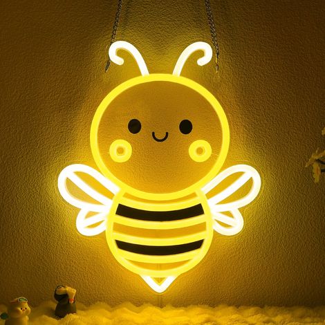 Neon Sign Bee Sign for Bedroom Living Room Office Patio Garden Shops Energy Saving Light with Hanging Kit Gift for Kids Women Beekeeper (1/5)