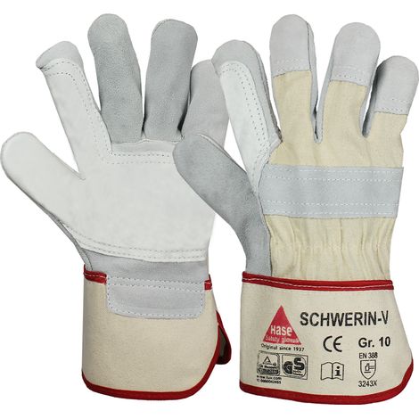 Hase SCHWERIN-V, Arbeitshandschuh aus Rindspalt-/Rindnarbenleder 12 Stk