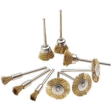 Messingbürste, Stahldraht, Schleifscheiben, Bürsten, Bohrmaschine, Rotationswerkzeuge, Polieren, Dremel Rotationswerkzeuge, Bürstenset, 9-teilig (1/4)