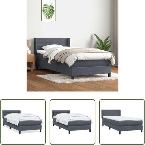 vidaXL Samt - Boxspringbett mit Matratze Dunkelgrau 80x210 cm Samt (1/5)