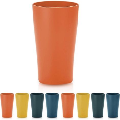 8er Set Kunststoffbecher 450ml, unzerbrechlich, spülmaschinenfest, orange (1/5)