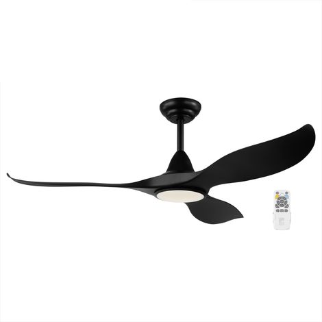 EGLO Deckenventilator Cirali 52, 3 Flügel Ventilator mit Beleuchtung und Fernbedienung, Sommer Winter Betrieb, warmweiß - kaltweiß, dimmbar, Kunststoff in Schwarz, DC Motor, leise, Ø 132 cm