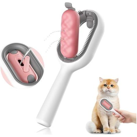 Cepillo para gatos con depósito de agua, peine para eliminar el pelo de mascotas, cepillos alisadores para perros, herramienta de aseo para gatos, elimina el subpelo suelto y enredado (pelo largo).