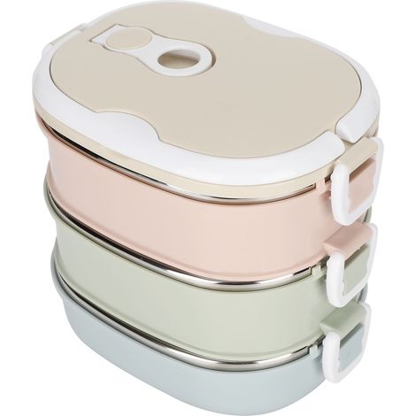 Boîte à lunch portable en acier inoxydable isotherme, 3 compartiments, 2700 ml, idéale pour les enfants et les étudiants. (1/5)