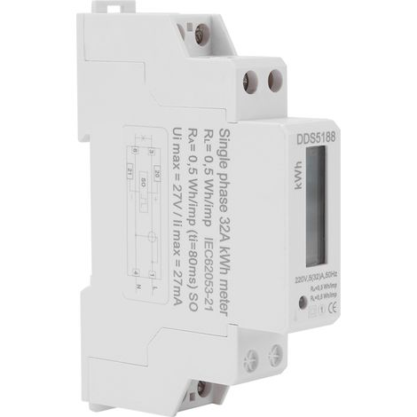 Compteur électrique numérique 220V monophasé sur rail DIN 5-32A kWhmètre électronique (1/5)