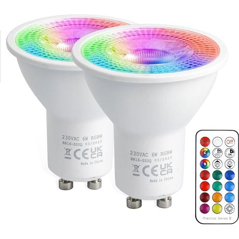GU10 LED Bulb LED Spot Light Bulbs Color Changing RGBW Dimmable Remote Control RGB Warm White 3000K Equiv Track Light Fixture Wall Light (1/3)