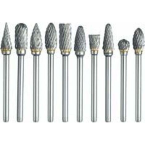 Rotationsfräser-Set für Dremel, 10-teiliges Doppelschnitt-Hartmetallfräser-Bits mit 1/8 Zoll Breite und 1/4 Zoll Kopflänge für Heimwerker-Holzbearbeitung, Gravur, Schnitzerei
