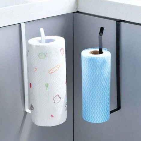 Porte-Rouleau Cuisine - 25 Cm - Sans Perçage - Sous Armoire - Blanc Et Noir - 2 Pièces (1/4)