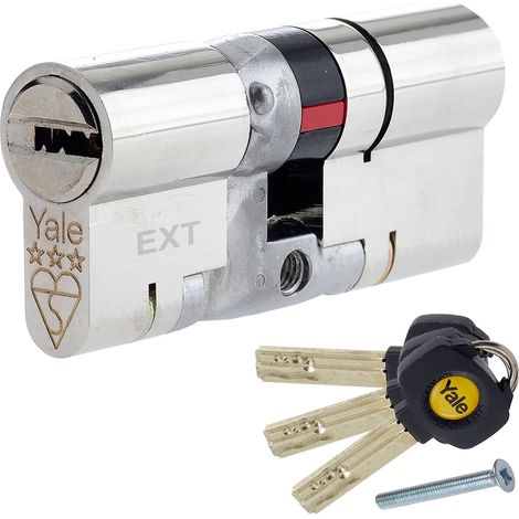 Yale P-YS3-4040N Anti-Snap 3 stelle Euro doppio cilindro, alta sicurezza, 40:40 (80mm), finitura nichel (1/3)