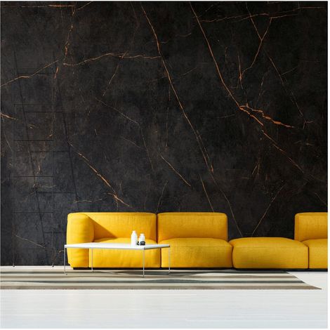 Sfondo fotografico Profhome 382251 Carta da parati TNT goffrata a caldo liscia con aspetto marmo opaca nero arancione 3,71 m x 2,8 m (1/5)