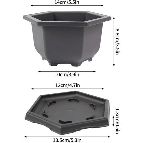 (B Oval M, comme sur la photo) Pot de fleurs rectangulaire ou carré en plastique pour bonsaï, vase pour plantes, plateau, décoration de jardin extérieur, accessoires de culture (1/4)