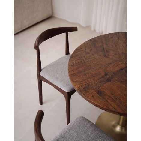 Hana - Chaise de salle à manger en bois de frêne laqué avec assise en tissu (1/5)