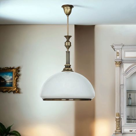 Plafonnier Blanc Laiton E27 Verre Métal Ø 40 cm Plafonnier Art Nouveau Salon