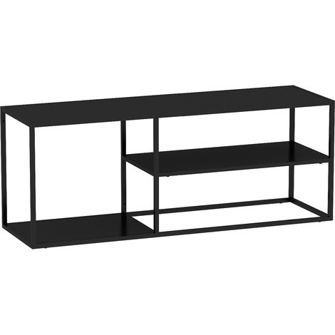 Tavolino da caffè consolle laterale con 2 ripiani 120 x 50 x 50 cm acciaio nero opaco 030010849