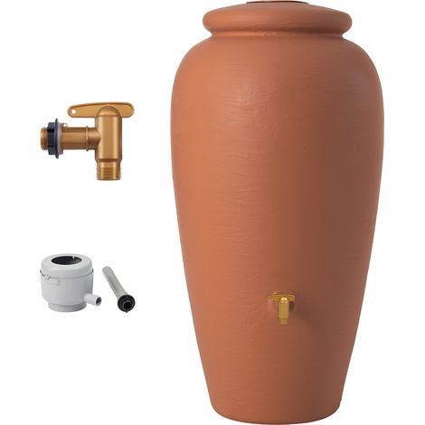 GARANTIA anfora set completo 240 litri terracotta incl. rubinetto in plastica e raccordo pluviale