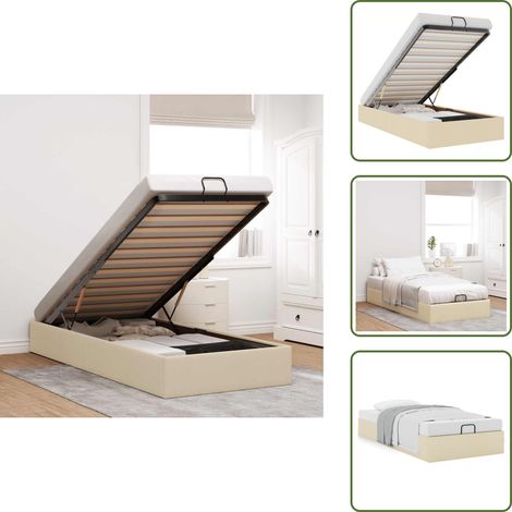 vidaXL Ottoman-Bett ohne Matratze Creme 100x200 cm Stoff (1/5)