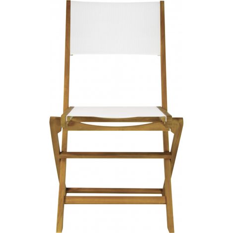 Sedia pieghevole in legno sedile textilene bianco giardino esterno Hiva (1/5)