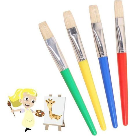 BelleRise - Pinceau de Peinture Enfants,  Plate Aquarelle de Brosse avec Ensemble Hog Poils, pour Enfants étudiants Débutants Artiste DIY (1/5)