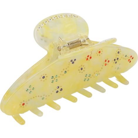 Pince à cheveux rétro à strass jaune tendance pour femmes et filles, maintien ferme, pour cheveux fins, épais et bouclés. (1/5)