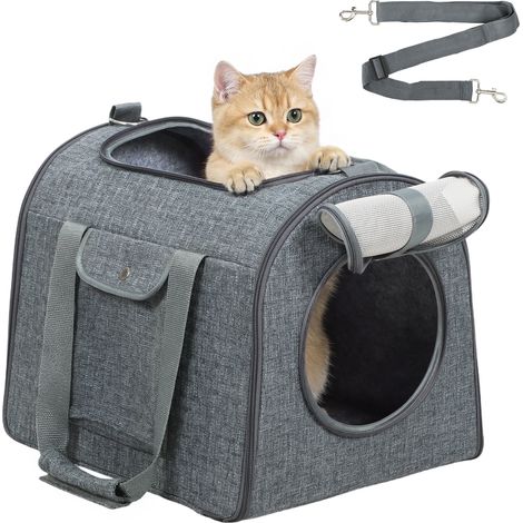 PawHut Soft Sided Cat Carrier Bag Foldable Portable with Shoulder Strap