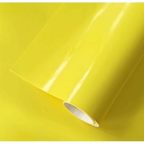 Autocollants en vinyle, jaune brillant, 60 x 300 cm, pour meubles, cuisine, murs, fenêtres, travaux manuels, papier décoratif (60 x 300 cm, jaune clair) (1/5)