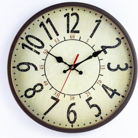 30cm-Horloge Rétro Brossée Or Horloge Murale Salon Chambre à coucher Mode Horloge Créative (1/5)