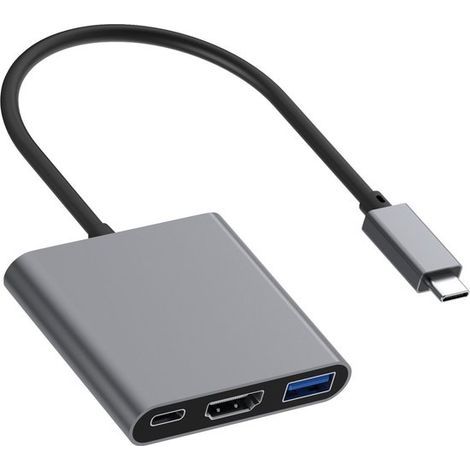 Adaptateur USB-C vers HDMI - Convertisseur 3 en 1 - Image 4K - Pour moniteur et projecteur - Plug & Play - V (1/5)