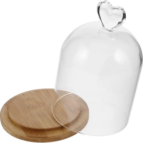 Cloche en Verre Élégante avec Base en Bois pour Ambiance Aromatique et Décoration Intérieure, Dôme en Verre Transparent pour Bougies et Plantes Succulentes (1/5)